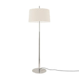 Diana Floor Lamp: Low + White Linen + Satin Nickel