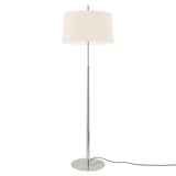 Diana Floor Lamp: High + White Linen + Satin Nickel