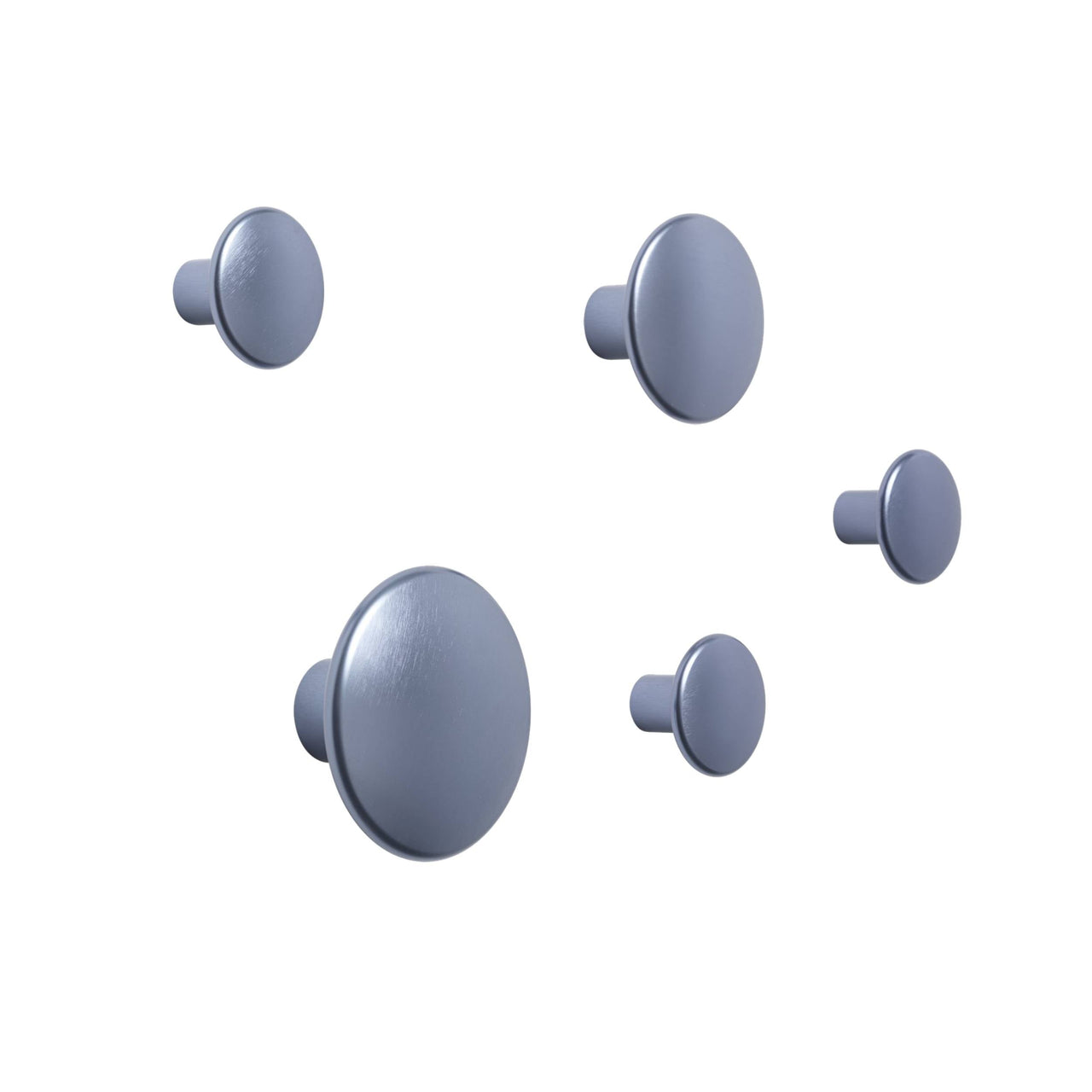 The Dots Metal Coat Hooks: Mixed Set of 5 + Pale Blue