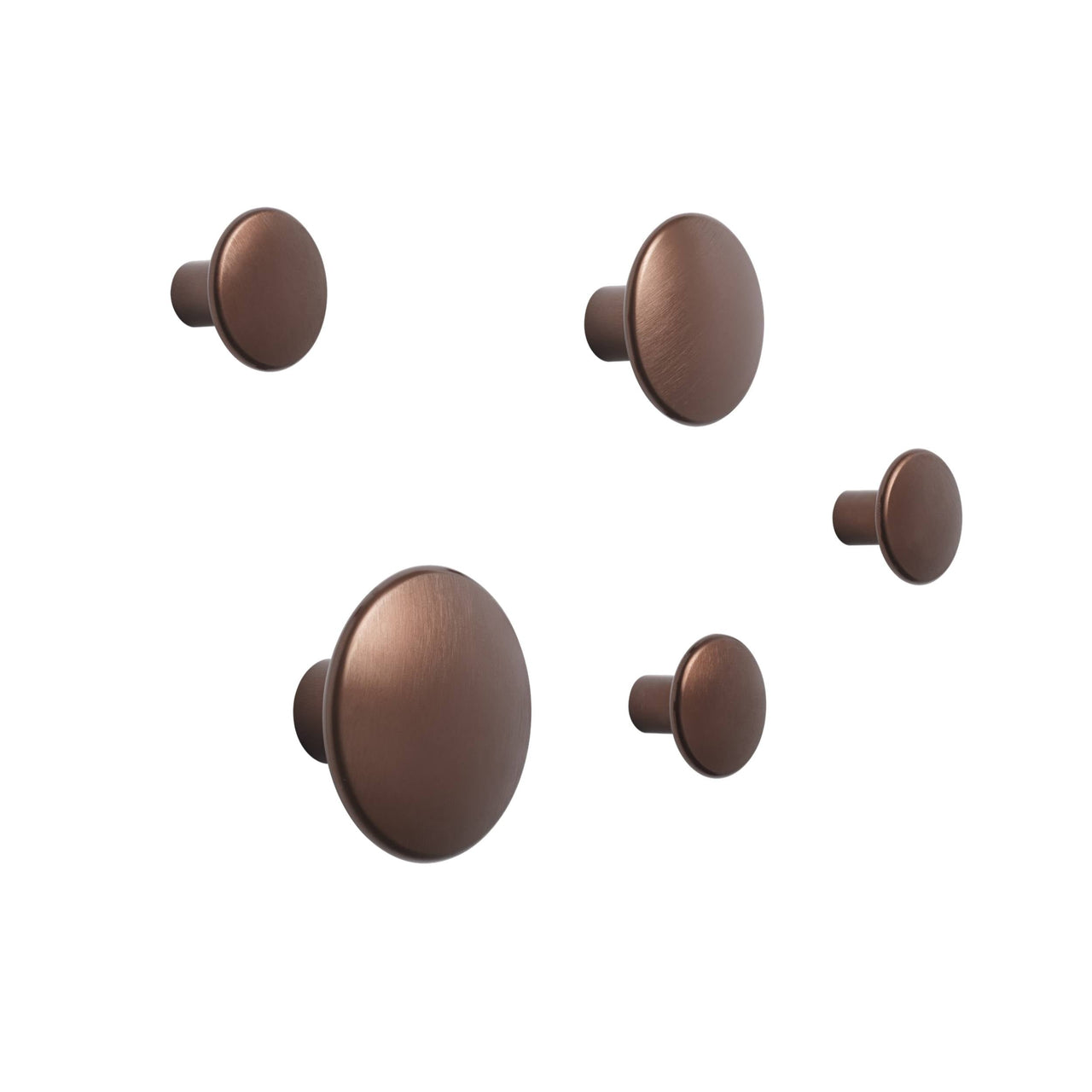 Dots Metal Coat Hooks: Set of 5 + Umber