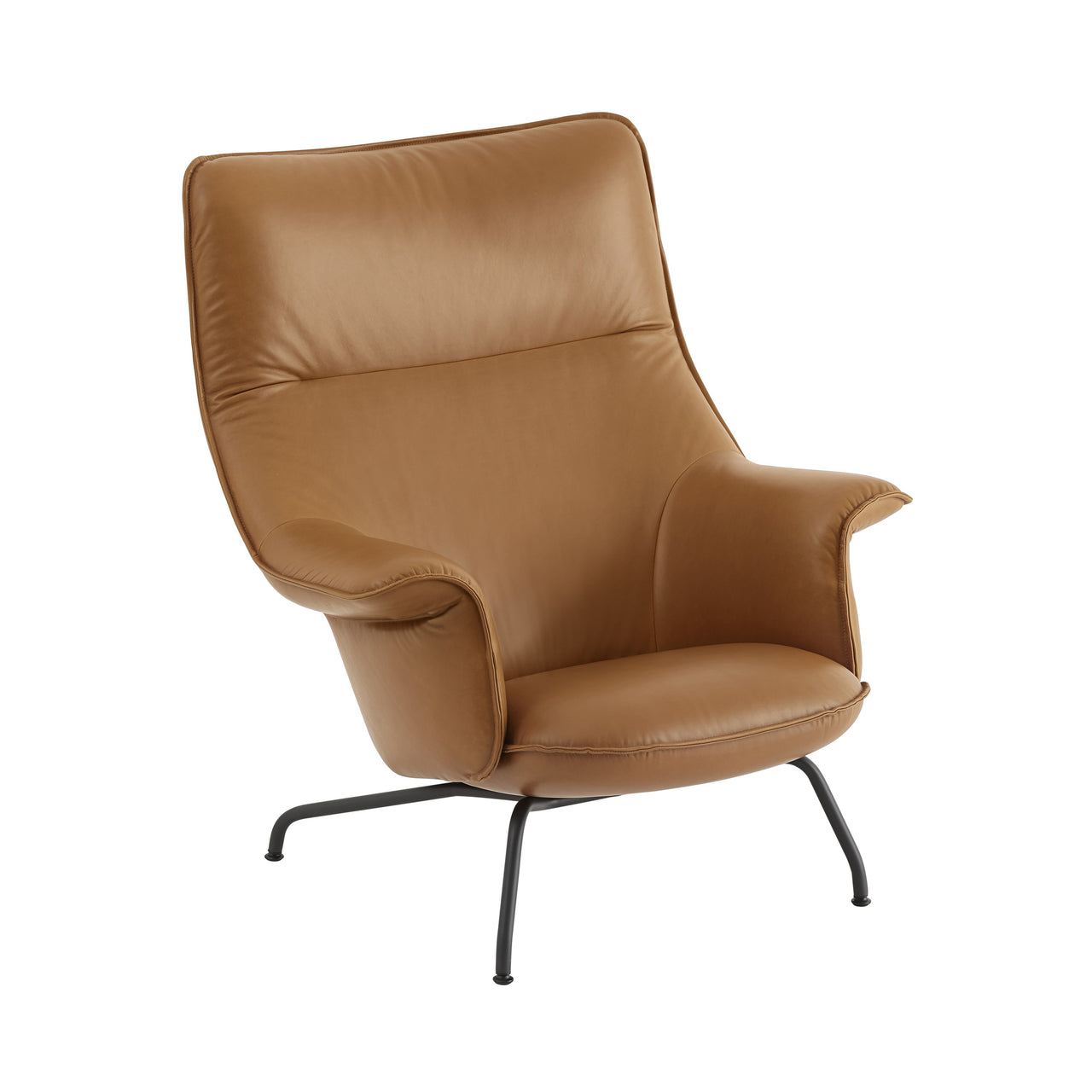 Doze Lounge Chair: Anthracite Black + Refine Leather Cognac