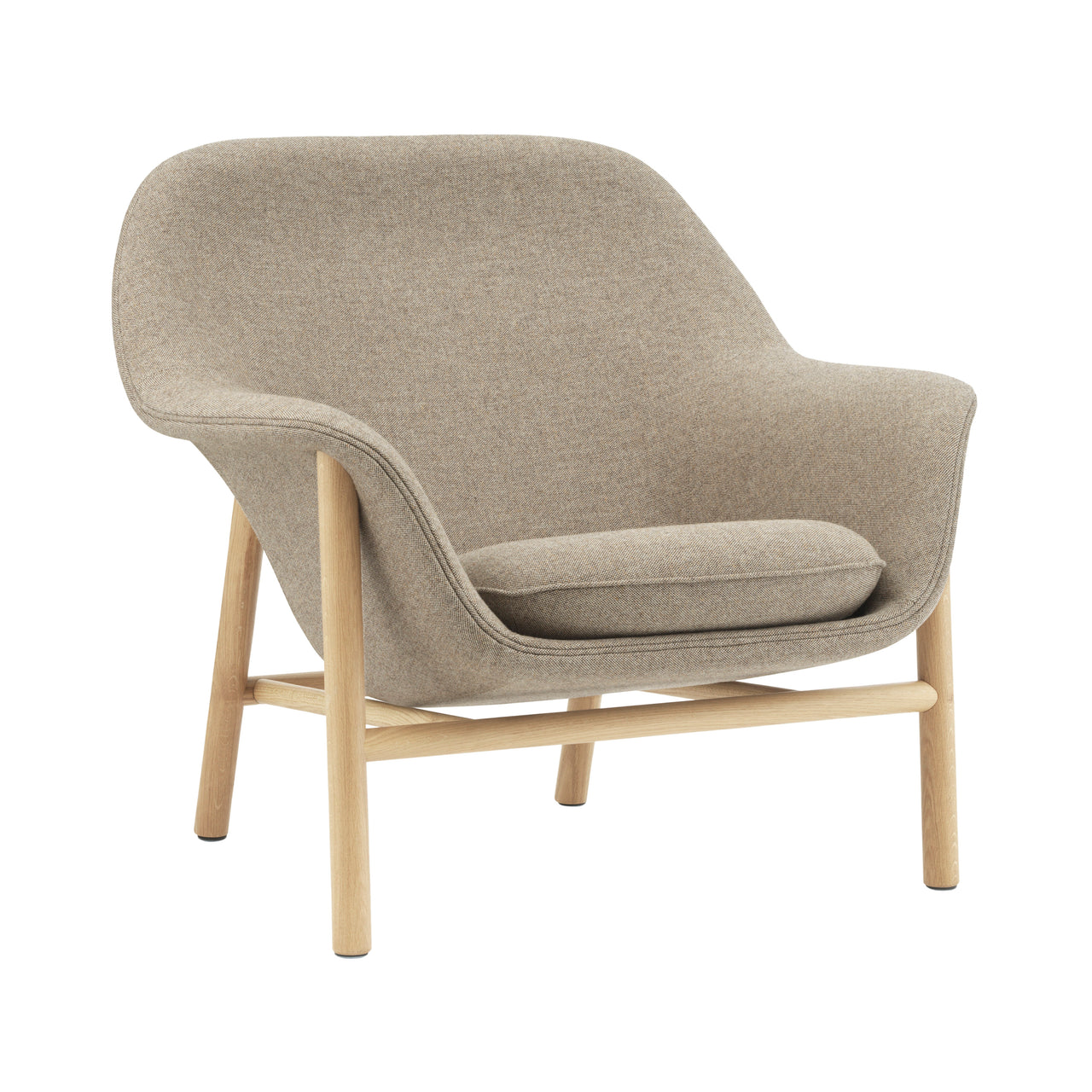 Drape Lounge Chair: Low + Wood Base + Oak