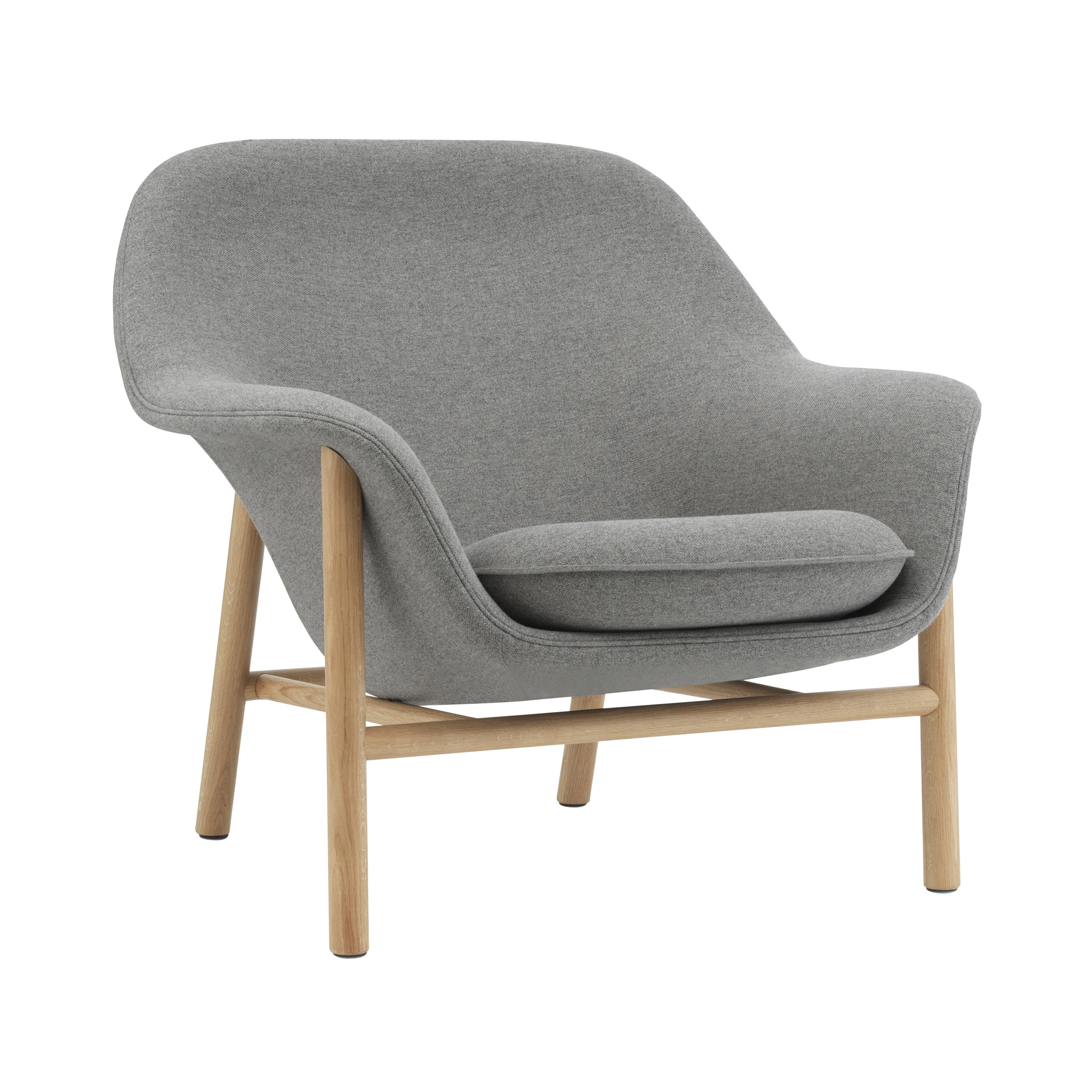 Drape Lounge Chair: Low + Wood Base + Oak