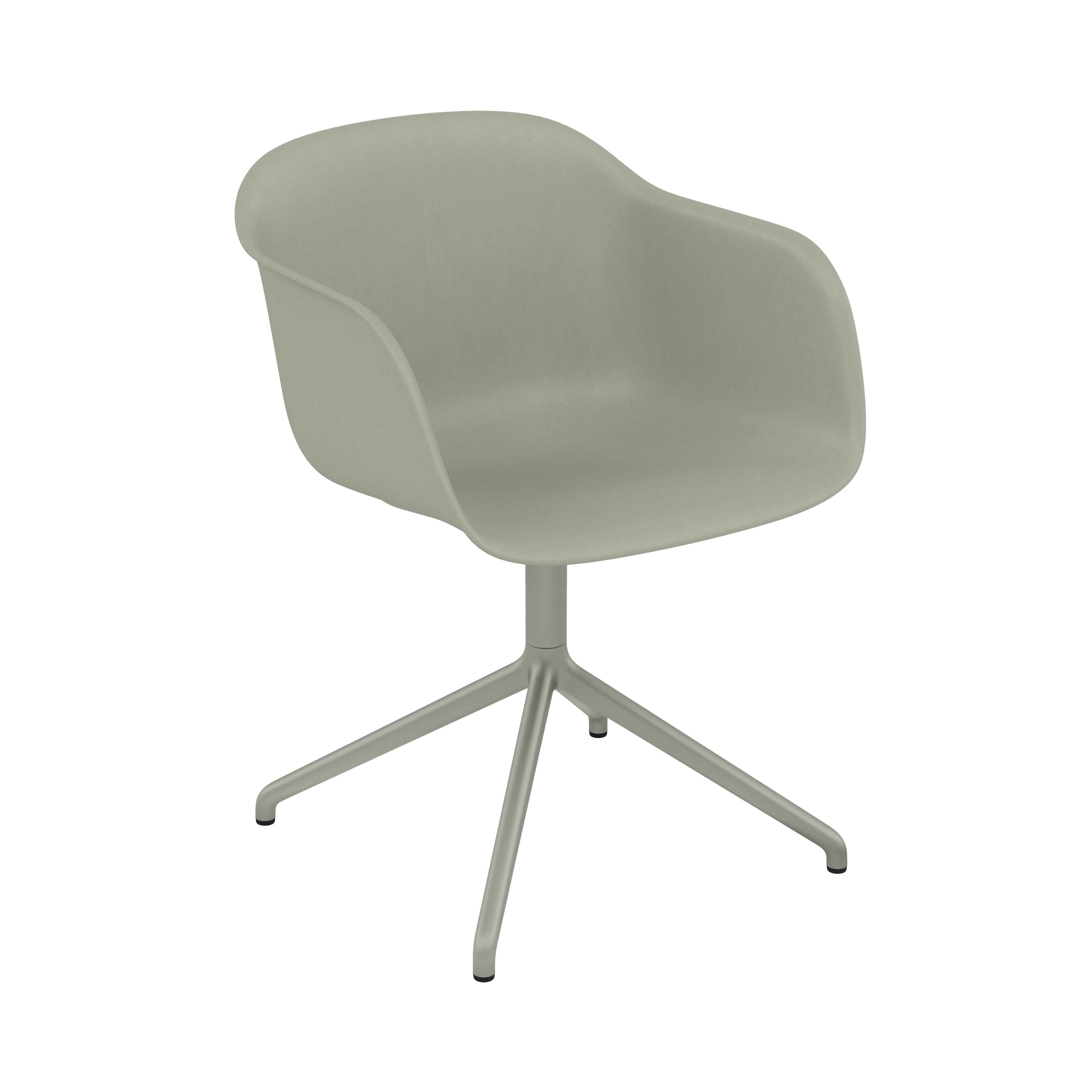 Fiber Armchair: Swivel Base with Return + Recycled Shell + Dusty Green