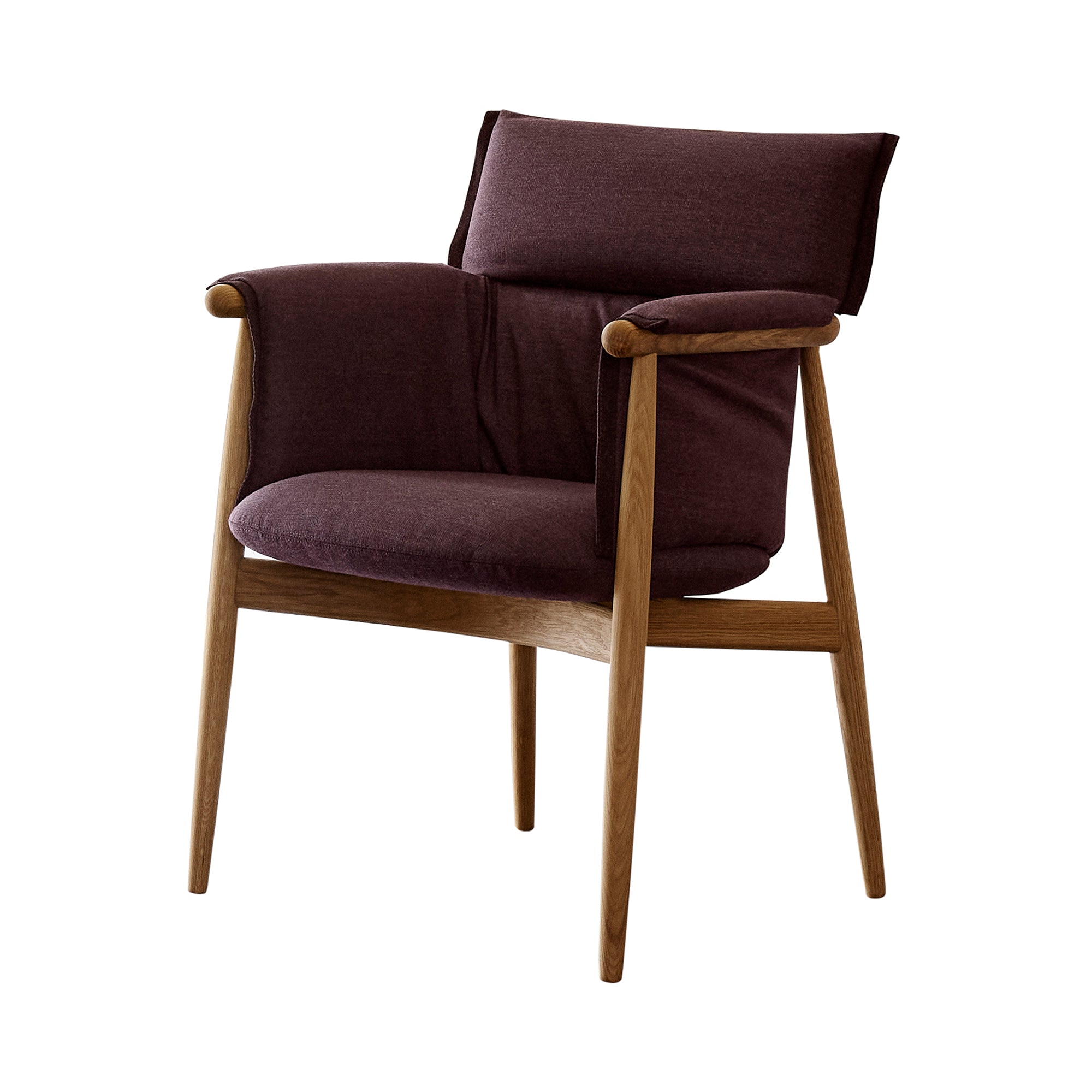 E005 Embrace Armchair: Brown Edging Strip + Oiled Oak