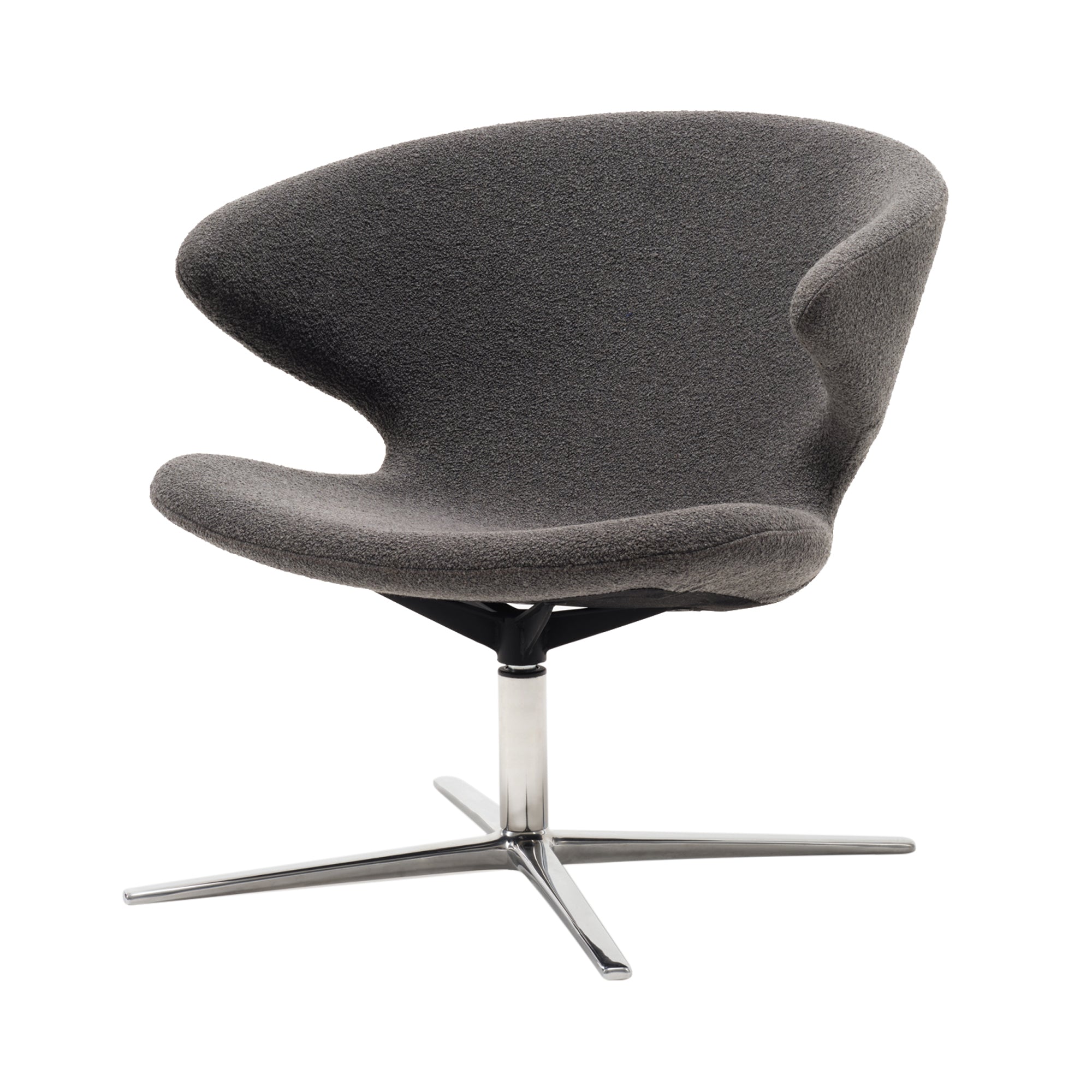 Ella Swivel Lounge Chair: Chrome + Boucle Chalk