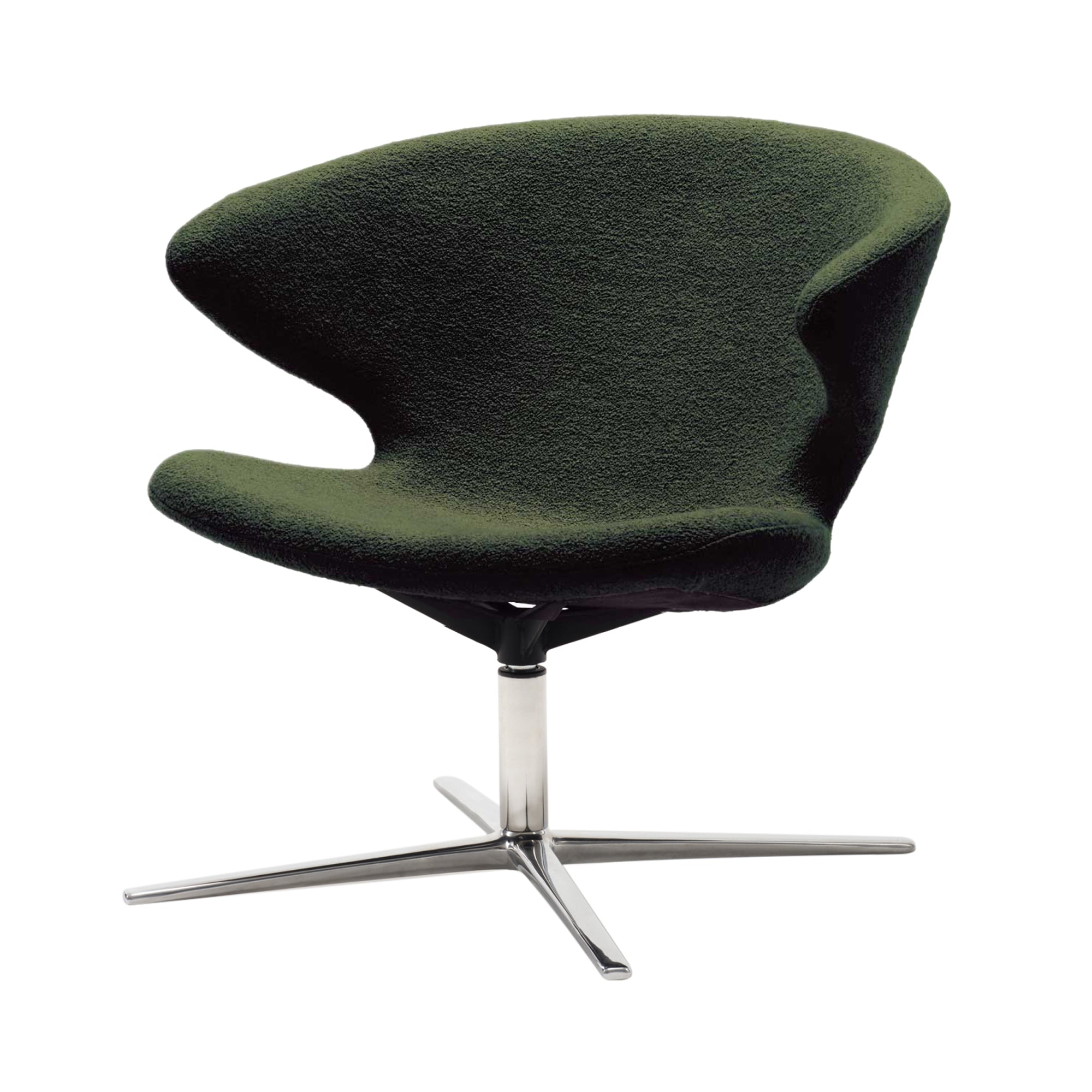 Ella Swivel Lounge Chair: Chrome + Boucle Moss