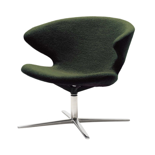 Ella Swivel Lounge Chair: Chrome + Boucle Moss