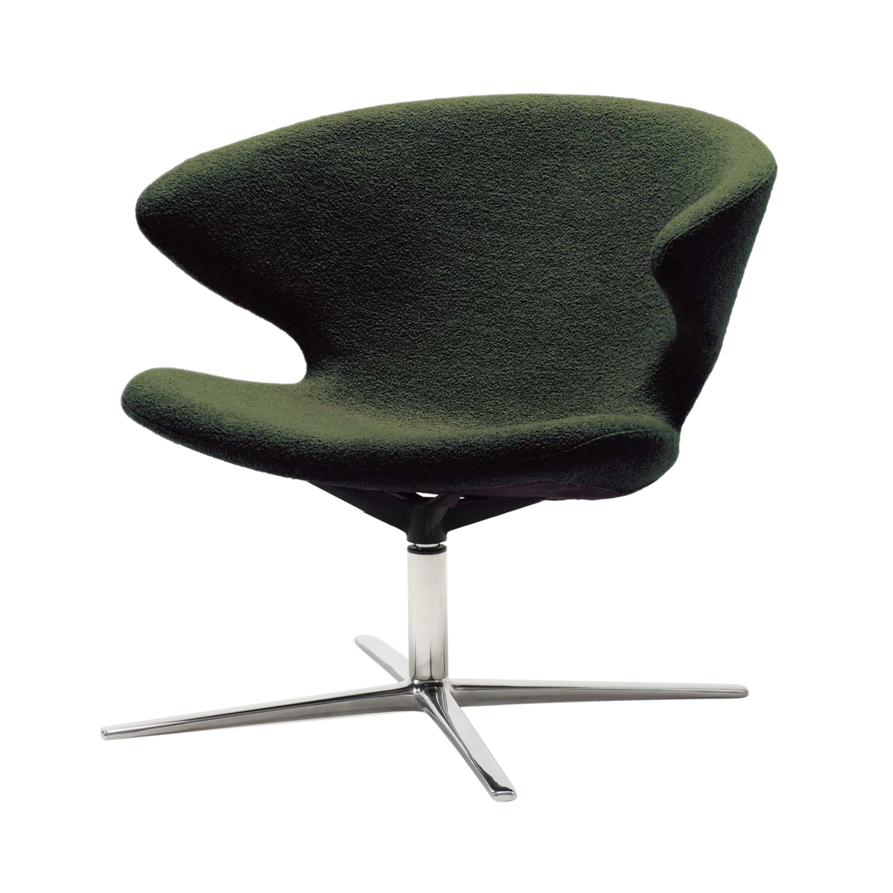 Ella Swivel Lounge Chair: Chrome + Boucle Moss