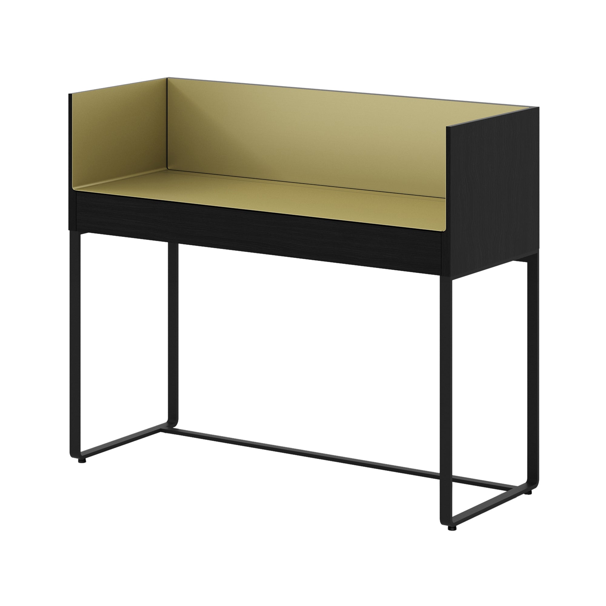 Stockholm Desk: Ebony Stained Oak + Anodized Aluminum Gold + Black