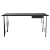 FH3605 Desk: With Drawer + Black Ash + Chromed Steel