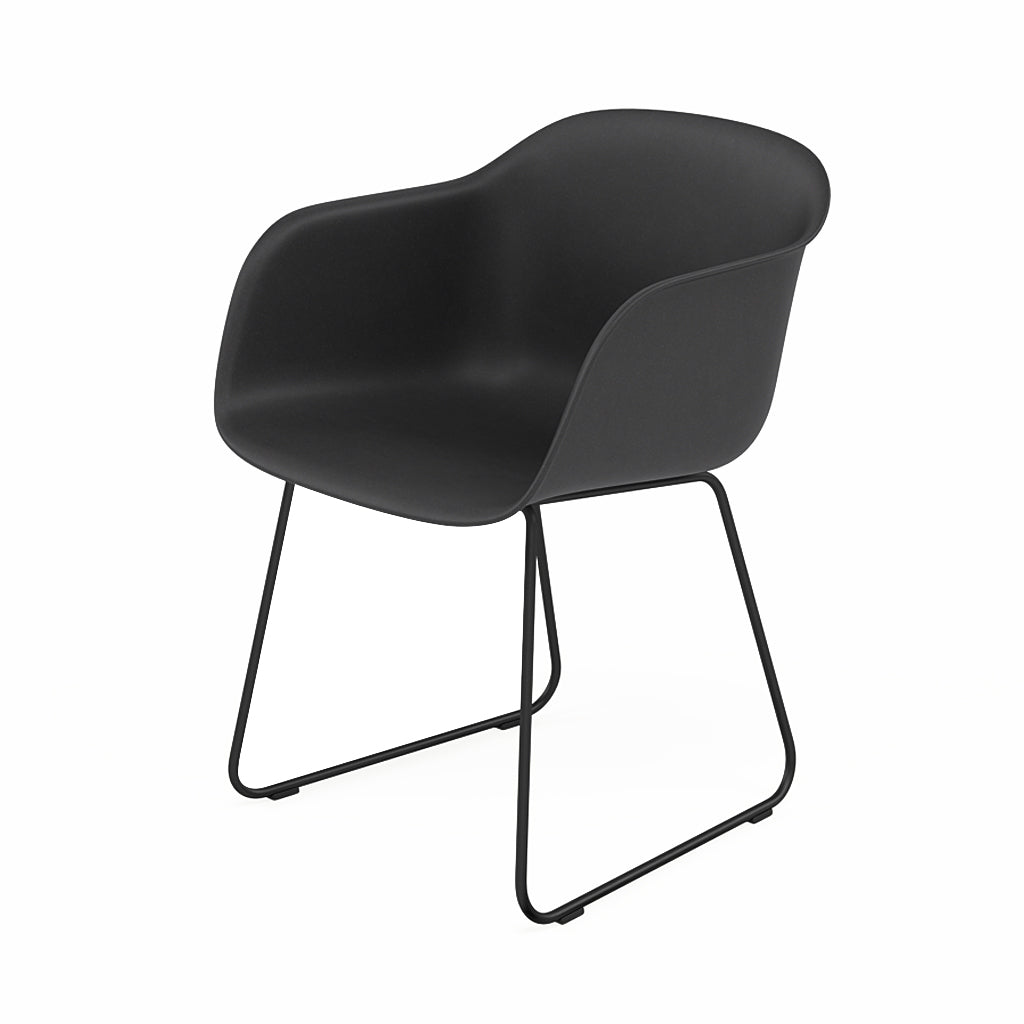 Fiber Armchair: Sled Base + Recycled Shell + Black + Anthracite Black