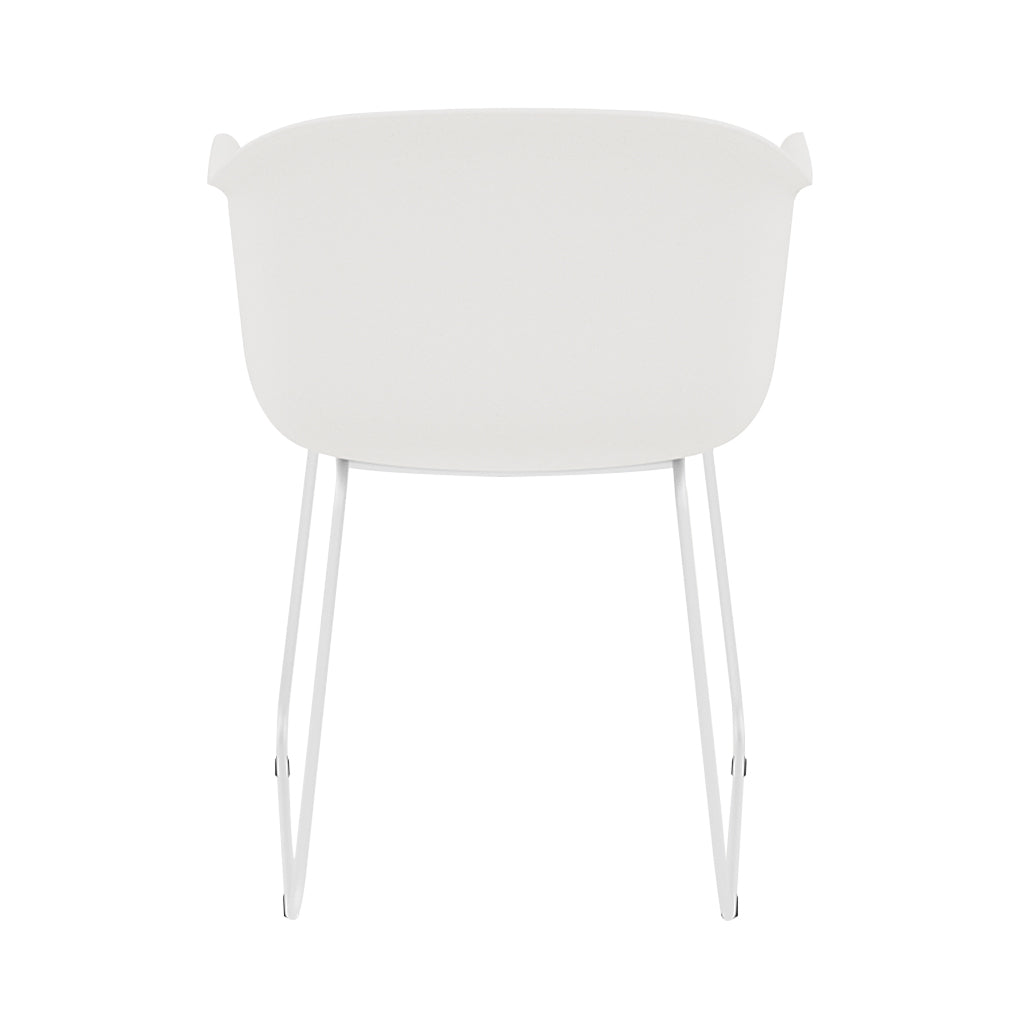 Fiber Armchair: Sled Base + Recycled Shell + White + Natural White