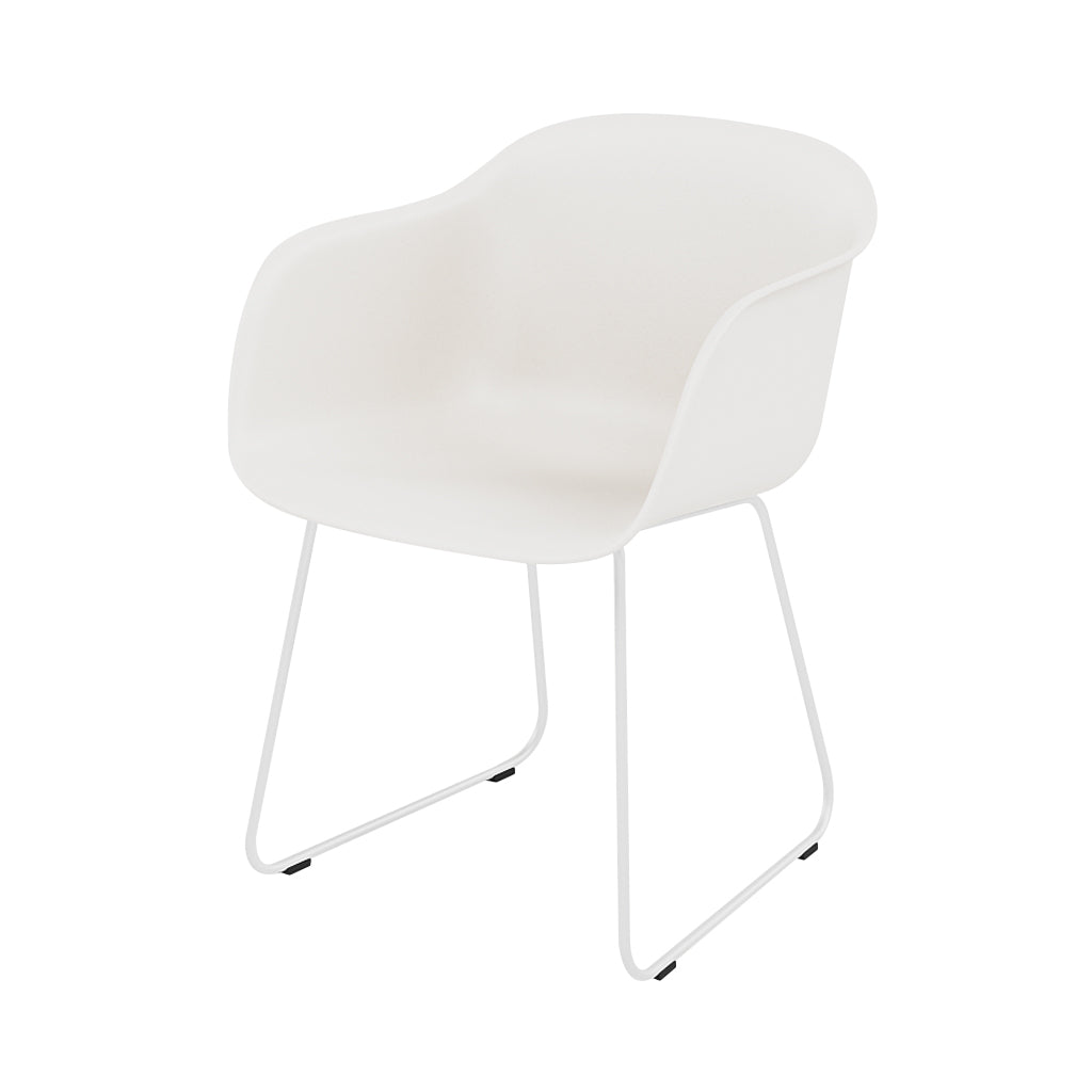 Fiber Armchair: Sled Base + Recycled Shell + White + Natural White