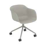 Fiber Armchair: Swivel Base with Castors + Recycled Shell + Grey + Grey + Black