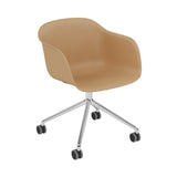 Fiber Armchair: Swivel Base with Castors + Recycled Shell + Ochre + Polished  Aluminum + Black
