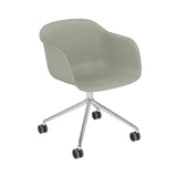 Fiber Armchair: Swivel Base with Castors + Recycled Shell + Dusty Green + Polished  Aluminum + Black