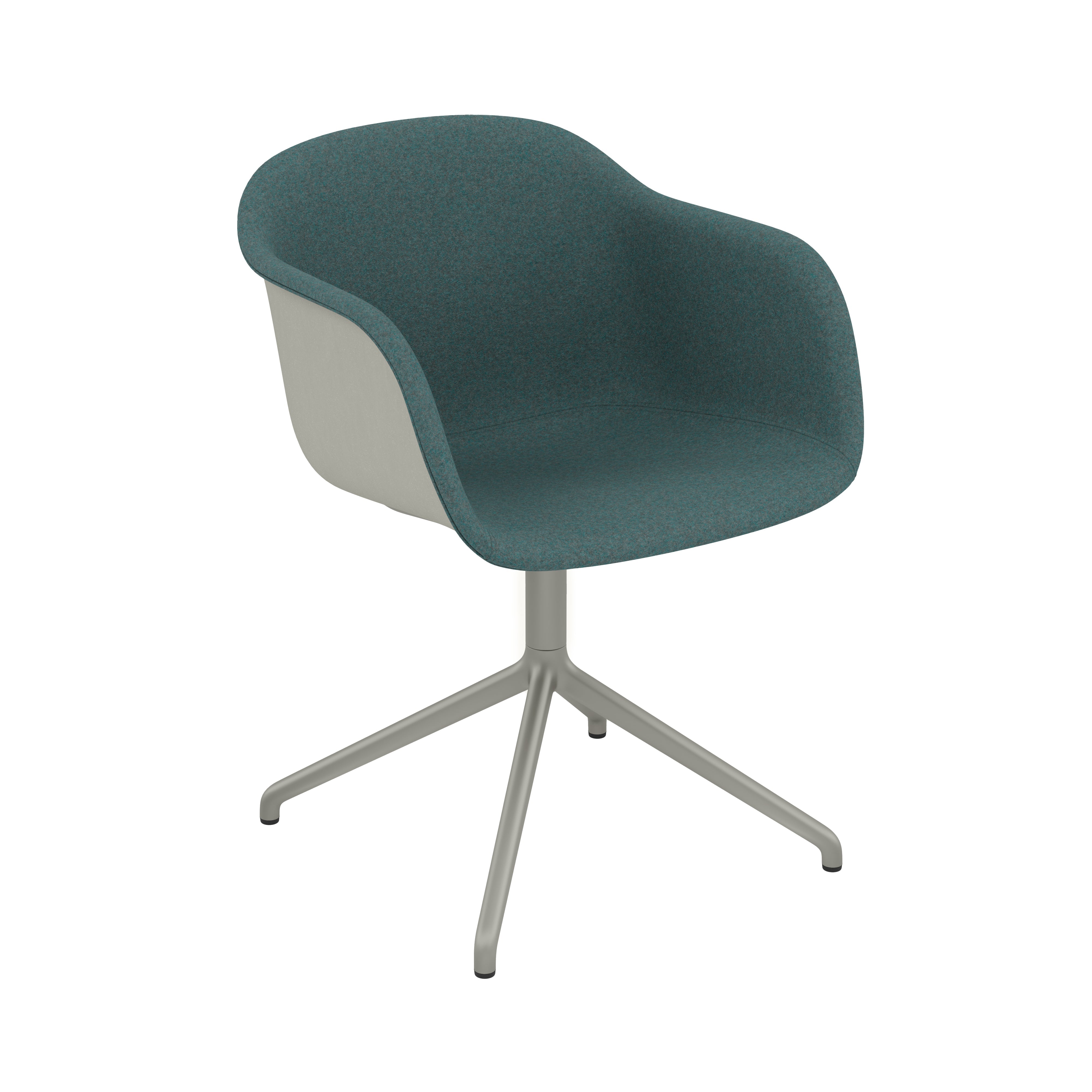 Fiber Armchair: Swivel Base + Front Upholstered + Recycled Shell + Grey + Grey
