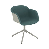 Fiber Armchair: Swivel Base + Front Upholstered + Recycled Shell + Grey + Grey