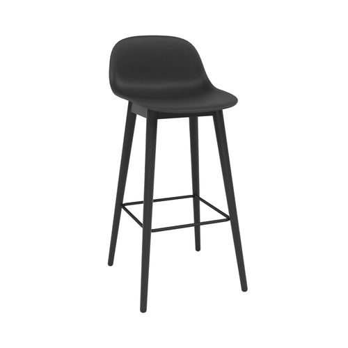 Fiber Bar + Counter Stool with Backrest: Wood Base + Bar + Anthracite Black