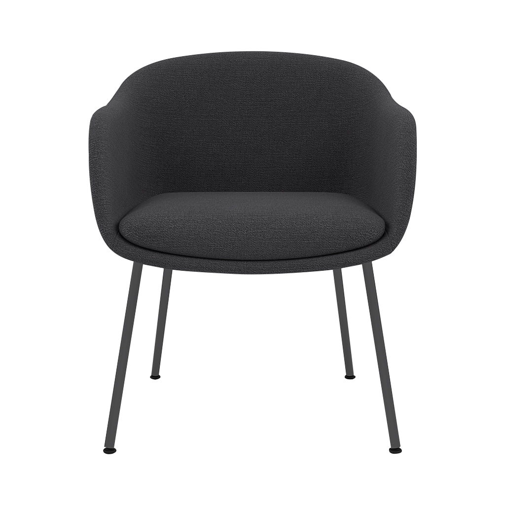 Fiber Conference Armchair: Tube Base Upholstered + Black
