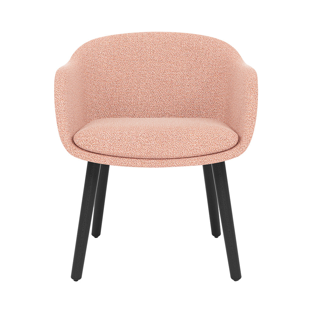 Fiber Conference Armchair: Wood Base Upholstered + Black