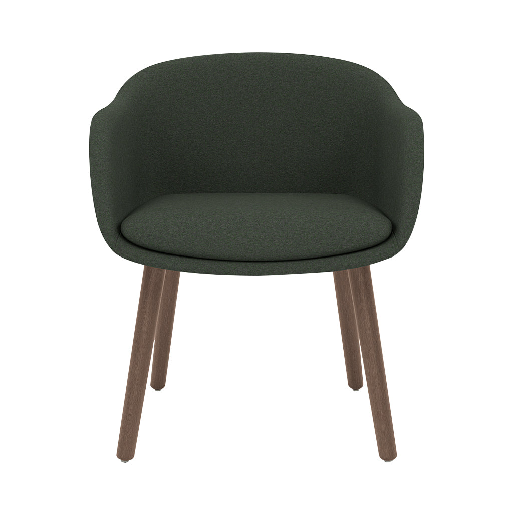Fiber Conference Armchair: Wood Base Upholstered + Stained Dark Brown
