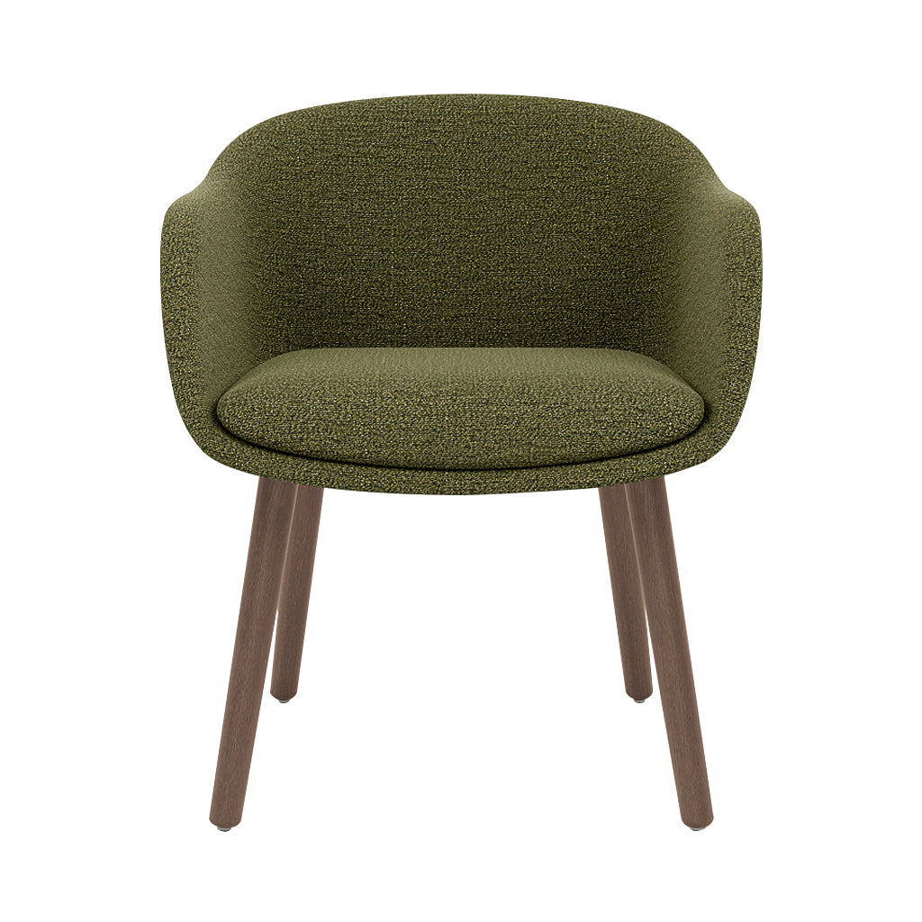 Fiber Conference Armchair: Wood Base Upholstered + Stained Dark Brown

