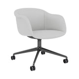 Fiber Soft Armchair: Swivel Base with Castors + Upholstered Shell + Anthracite Black