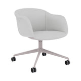 Fiber Soft Armchair: Swivel Base with Castors + Upholstered Shell + Grey