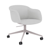 Fiber Soft Armchair: Swivel Base with Castors + Tilt + Upholstered Shell + Grey