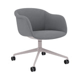 Fiber Soft Armchair: Swivel Base with Castors + Upholstered Shell + Grey