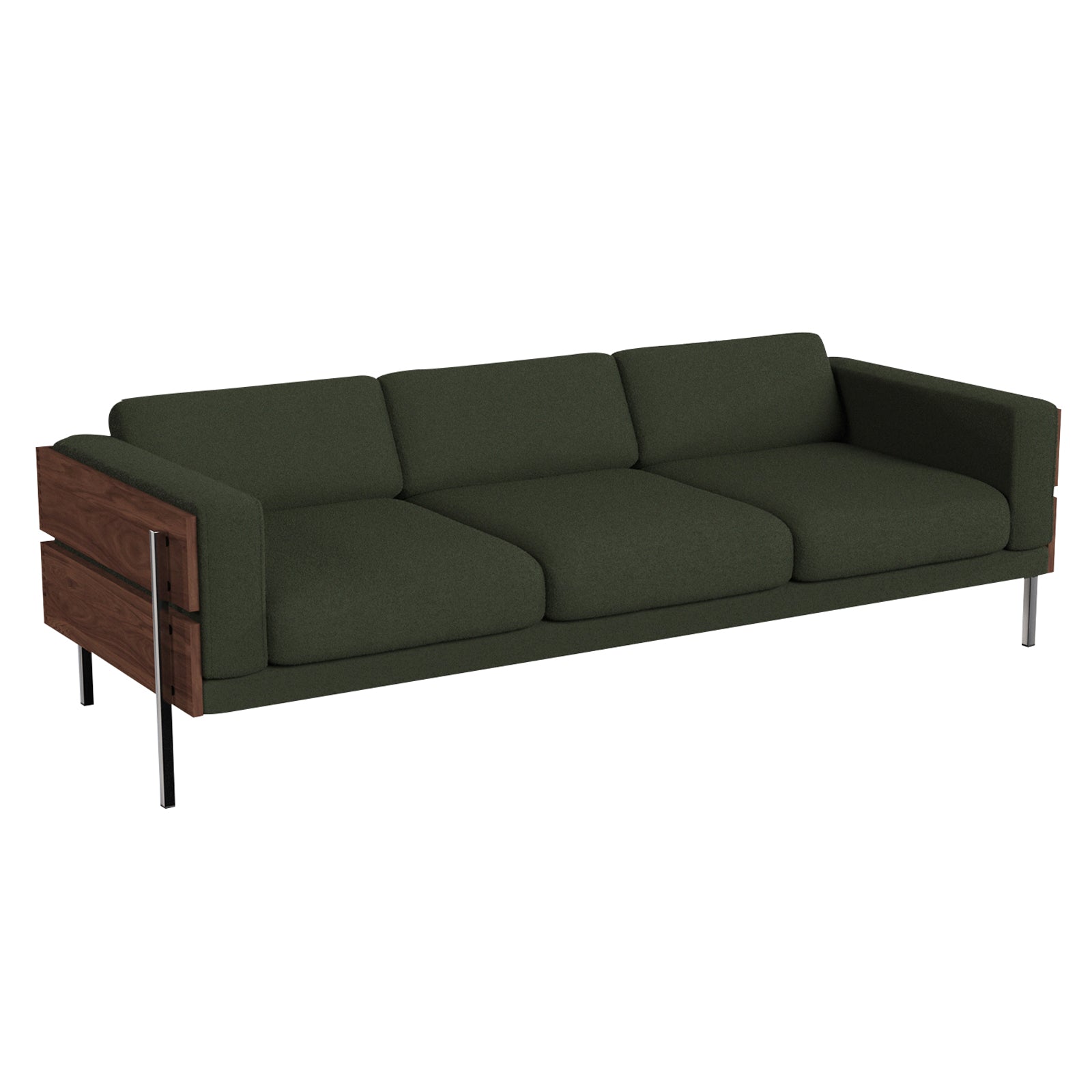 Forum Sofa: 3 + Walnut + Boucle Moss
