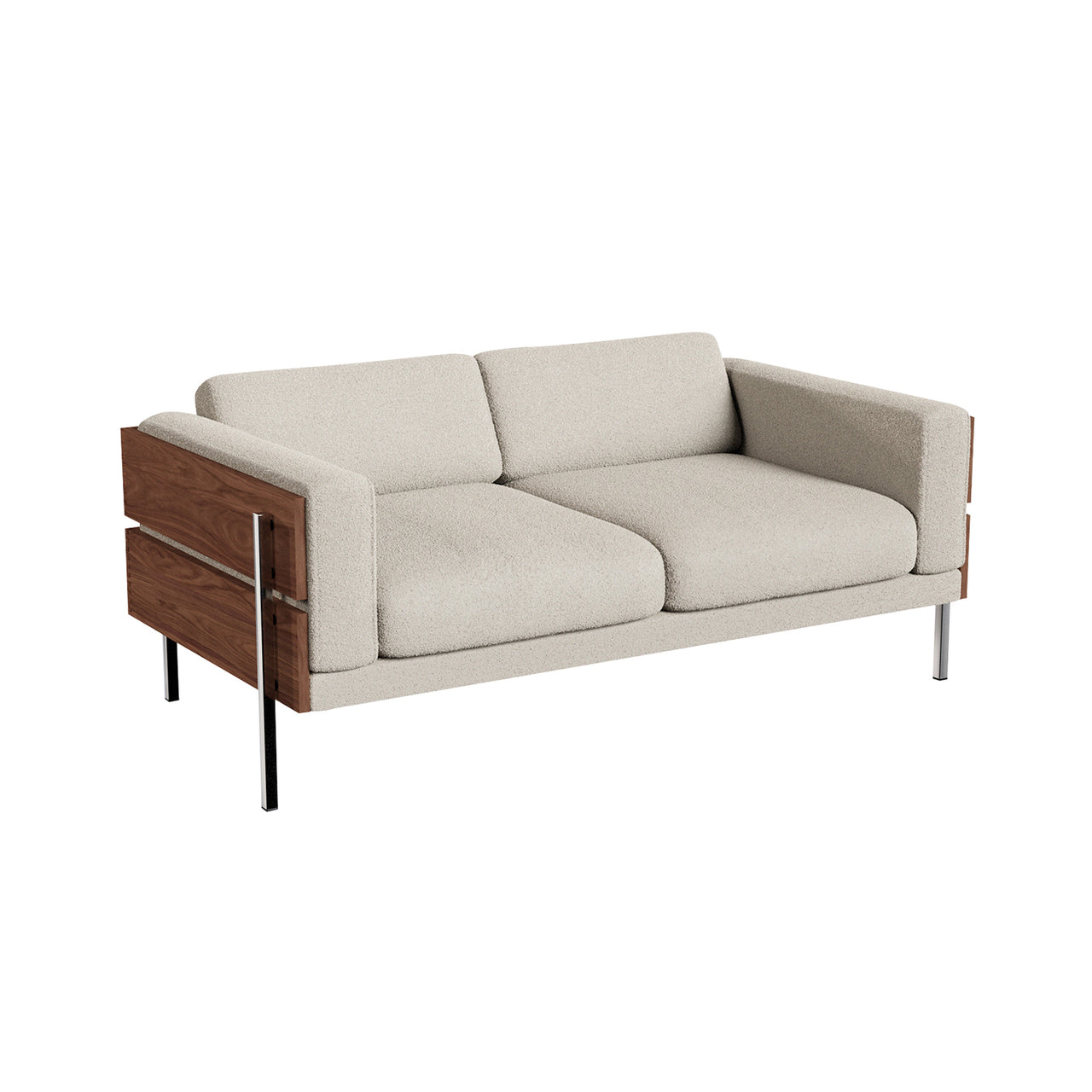 Forum Sofa: 2 + Walnut + Boucle Chalk