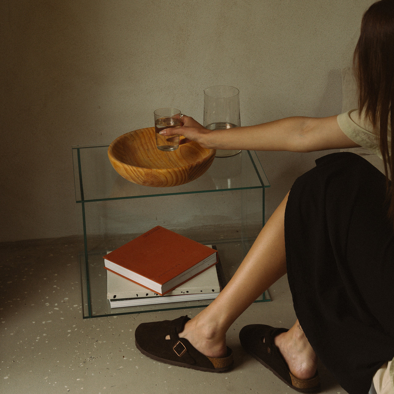 Rivet Box Table: Glass