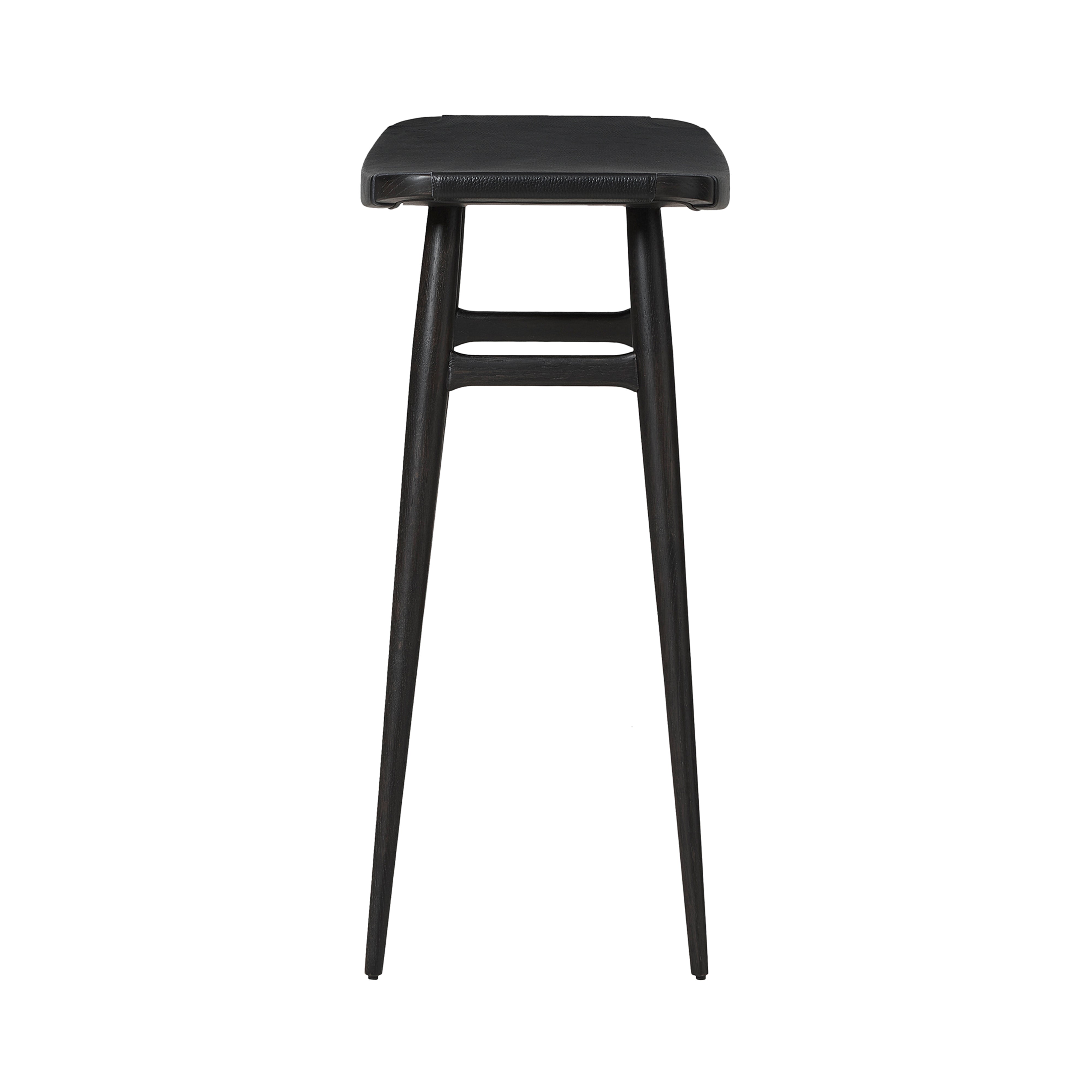 Freja Bar Stool: Onyx Oak + Black Saddle + Leather Seat