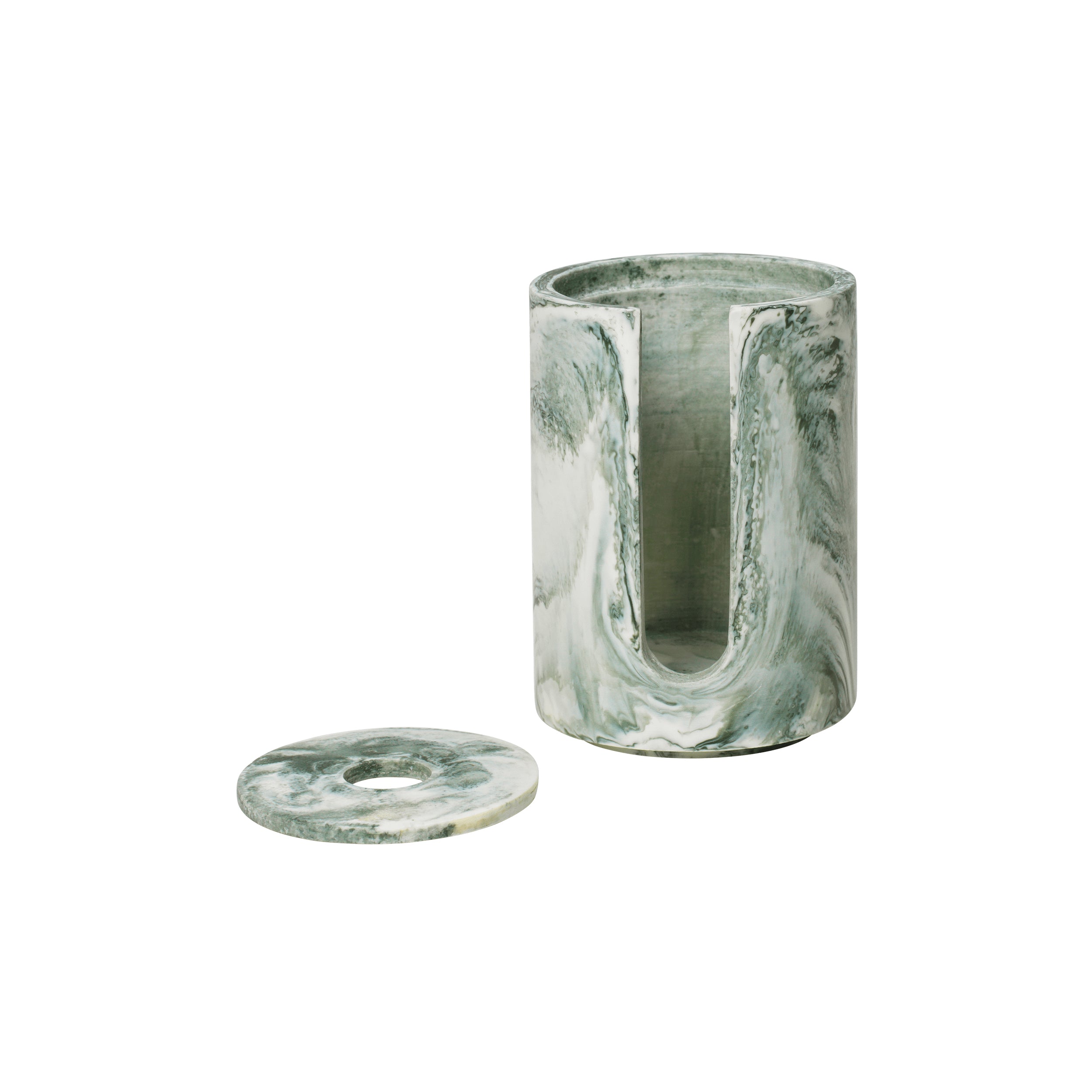 Mist Cotton Pad Holder: Emerald Off-White