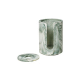 Mist Cotton Pad Holder: Emerald Off-White