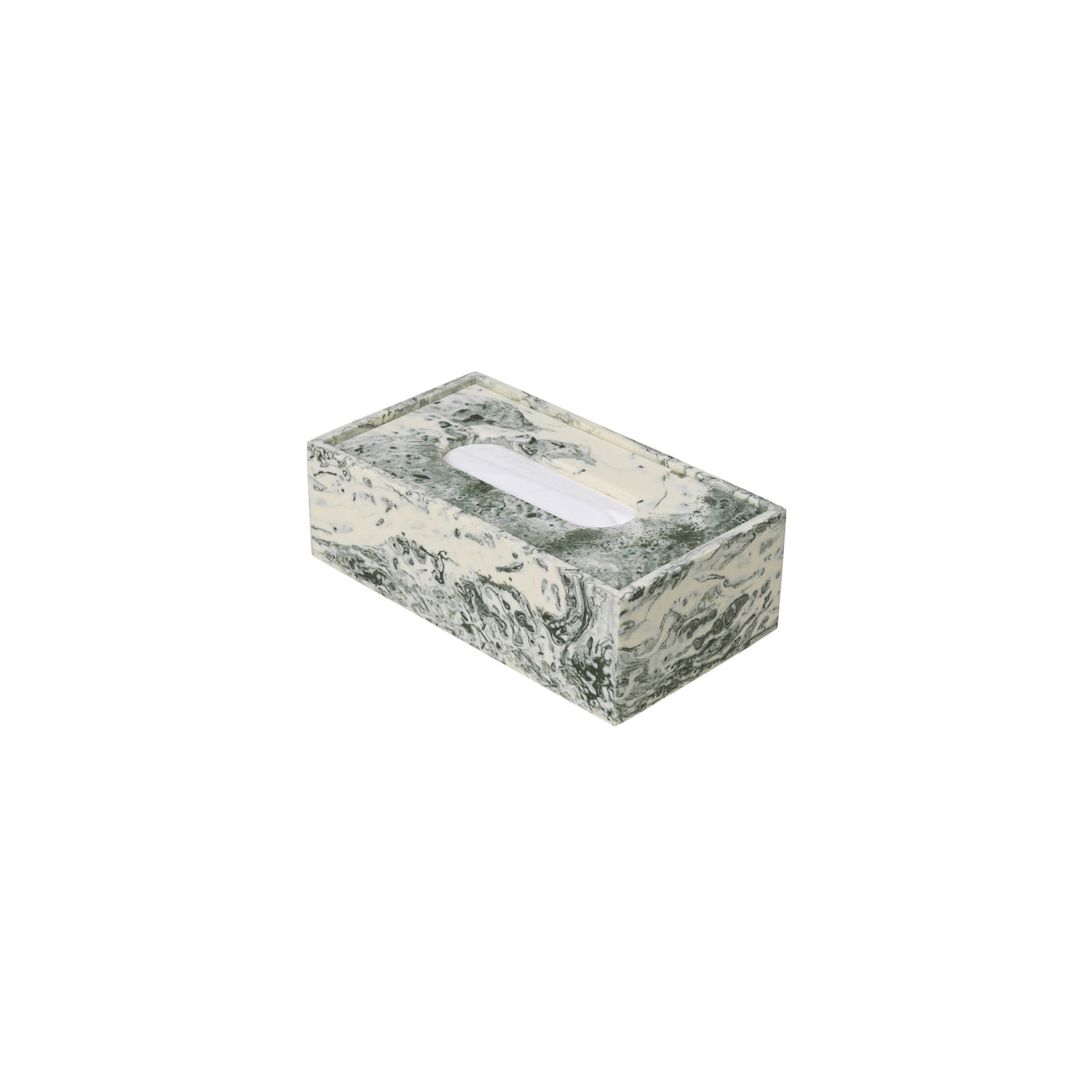 Mist Tissue Box: Emerald Off-White