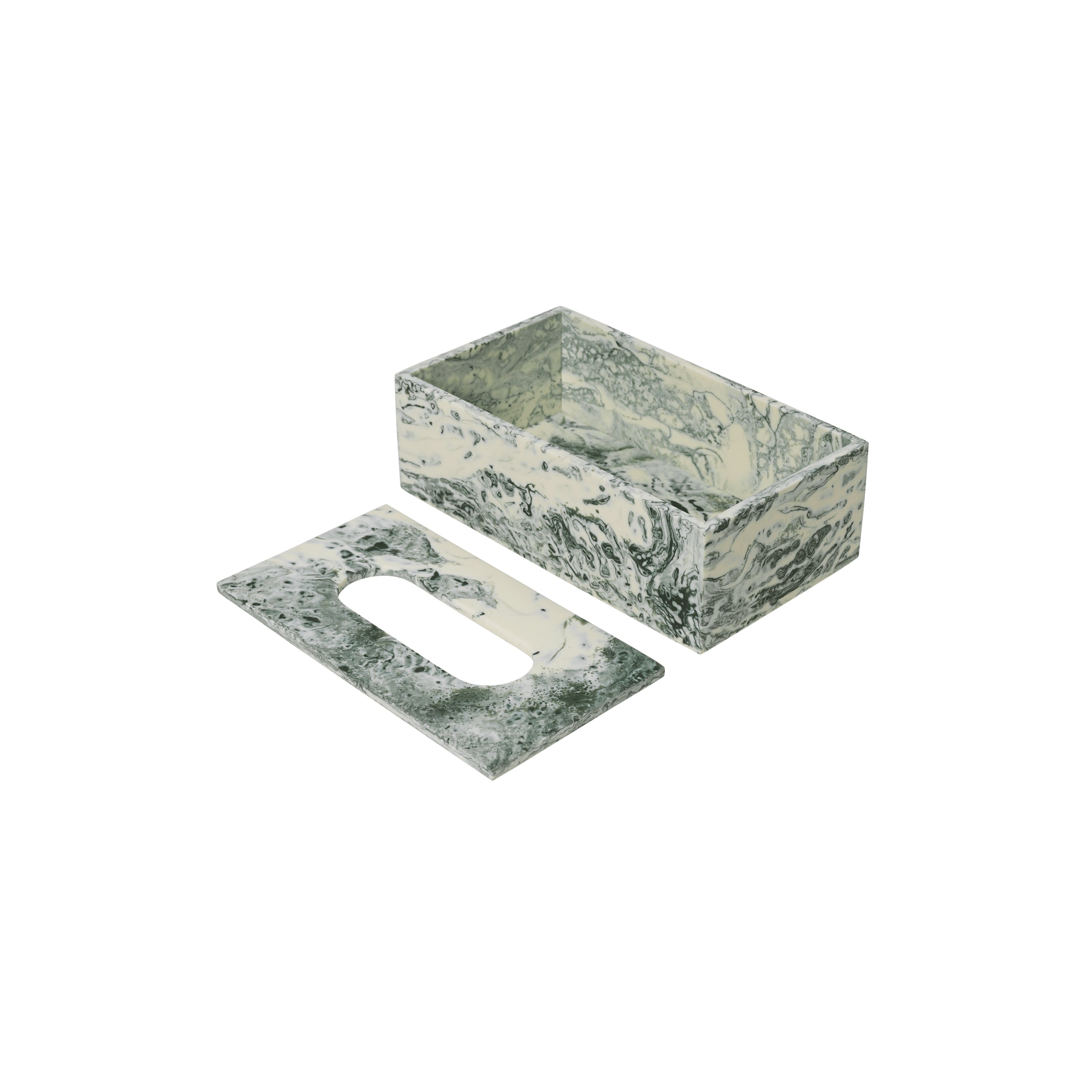 Mist Tissue Box: Emerald Off-White