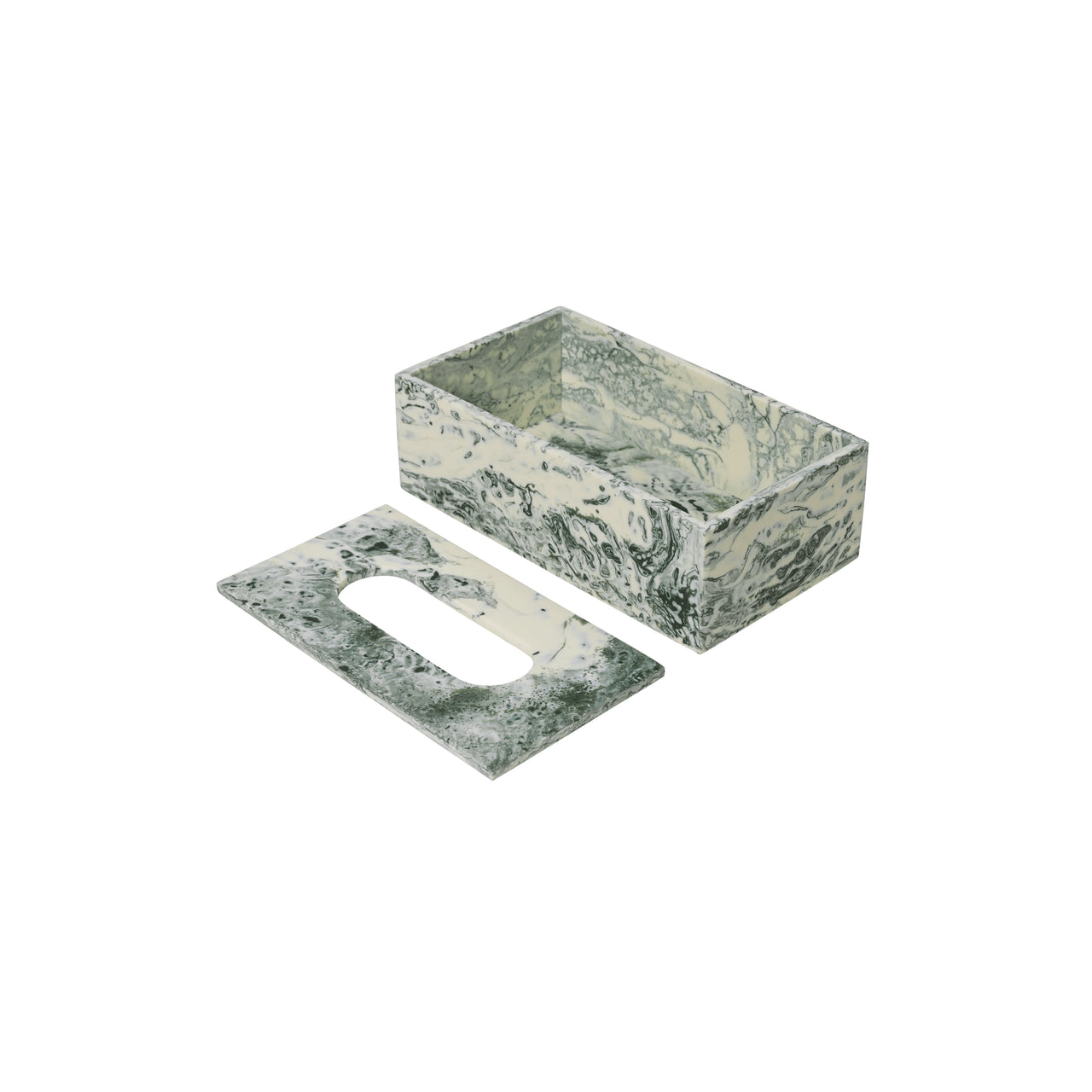 Mist Tissue Box: Emerald Off-White