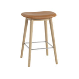 Fiber Bar + Counter Stool: Wood Base + Upholstered + Counter + Refine Leather Cognac