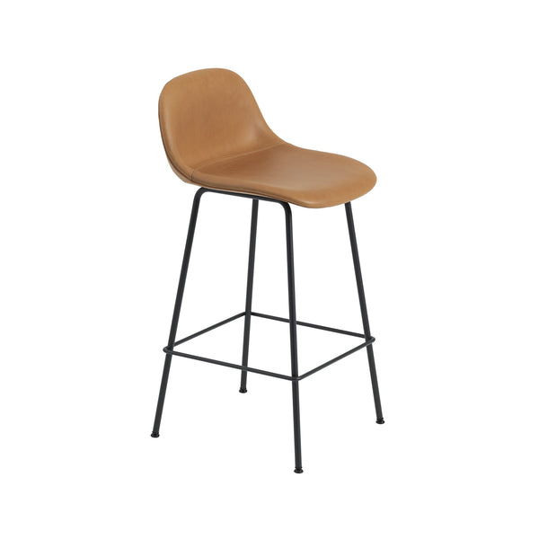Fiber Counter Stool with Backrest: Tube Base + Upholstered - Quick