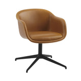 Fiber Conference Armchair: Swivel Base + Recycled Shell + Anthracite Black + Refine Leather Cognac