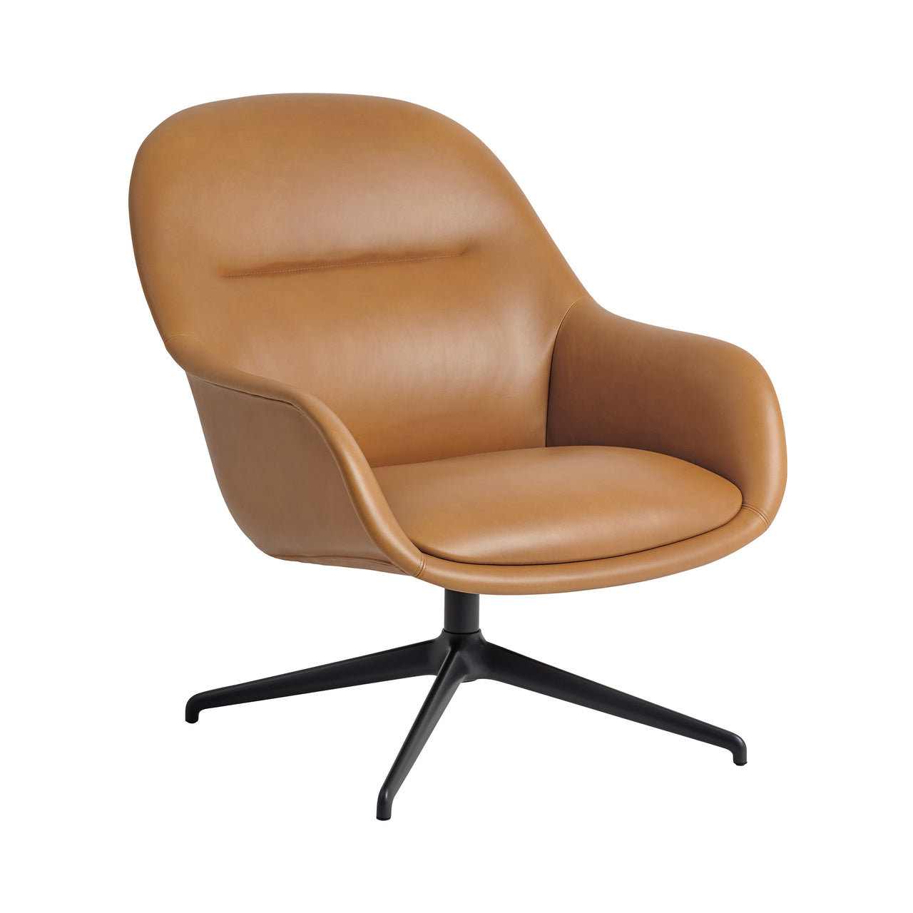 Fiber Lounge Armchair: Swivel Base - Upholstered + Black