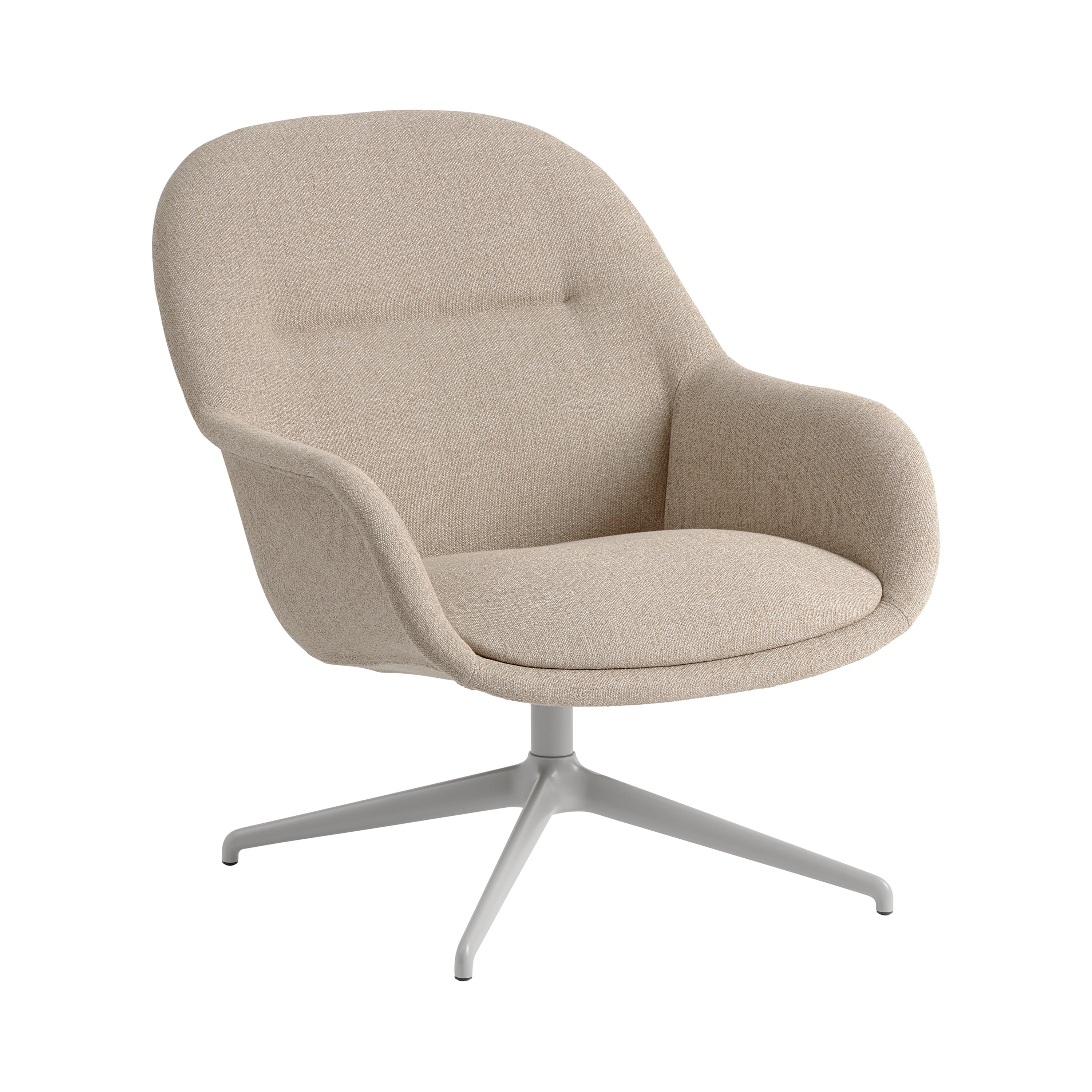 Fiber Lounge Armchair: Swivel Base - Upholstered + Grey