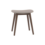 Fiber Stool: Wood Base + Upholstered + Stained Dark Brown