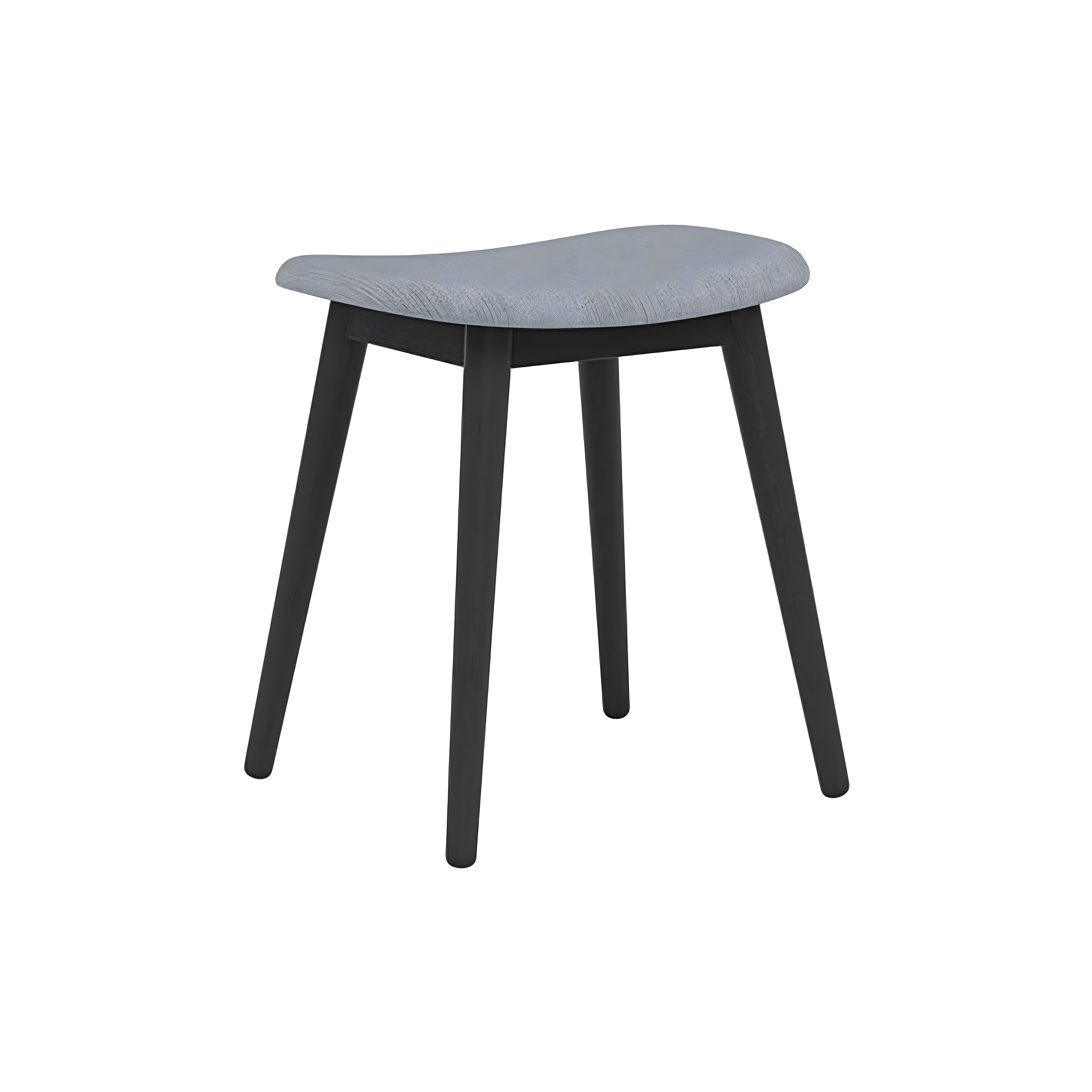 Fiber Stool: Wood Base + Upholstered + Black