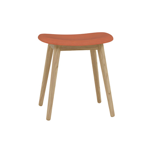 Fiber Stool: Wood Base + Upholstered + Oak
