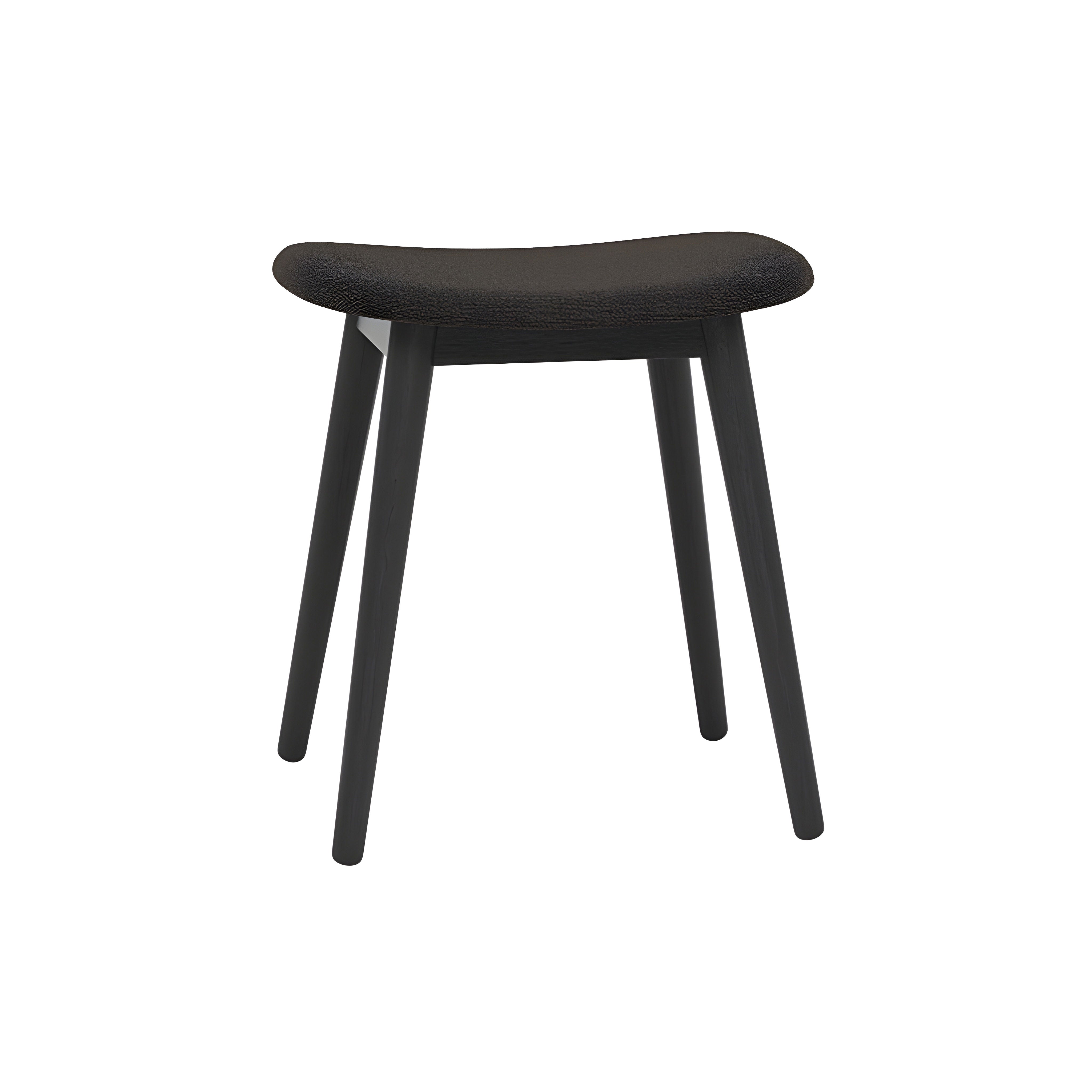 Fiber Stool: Wood Base + Upholstered + Black
